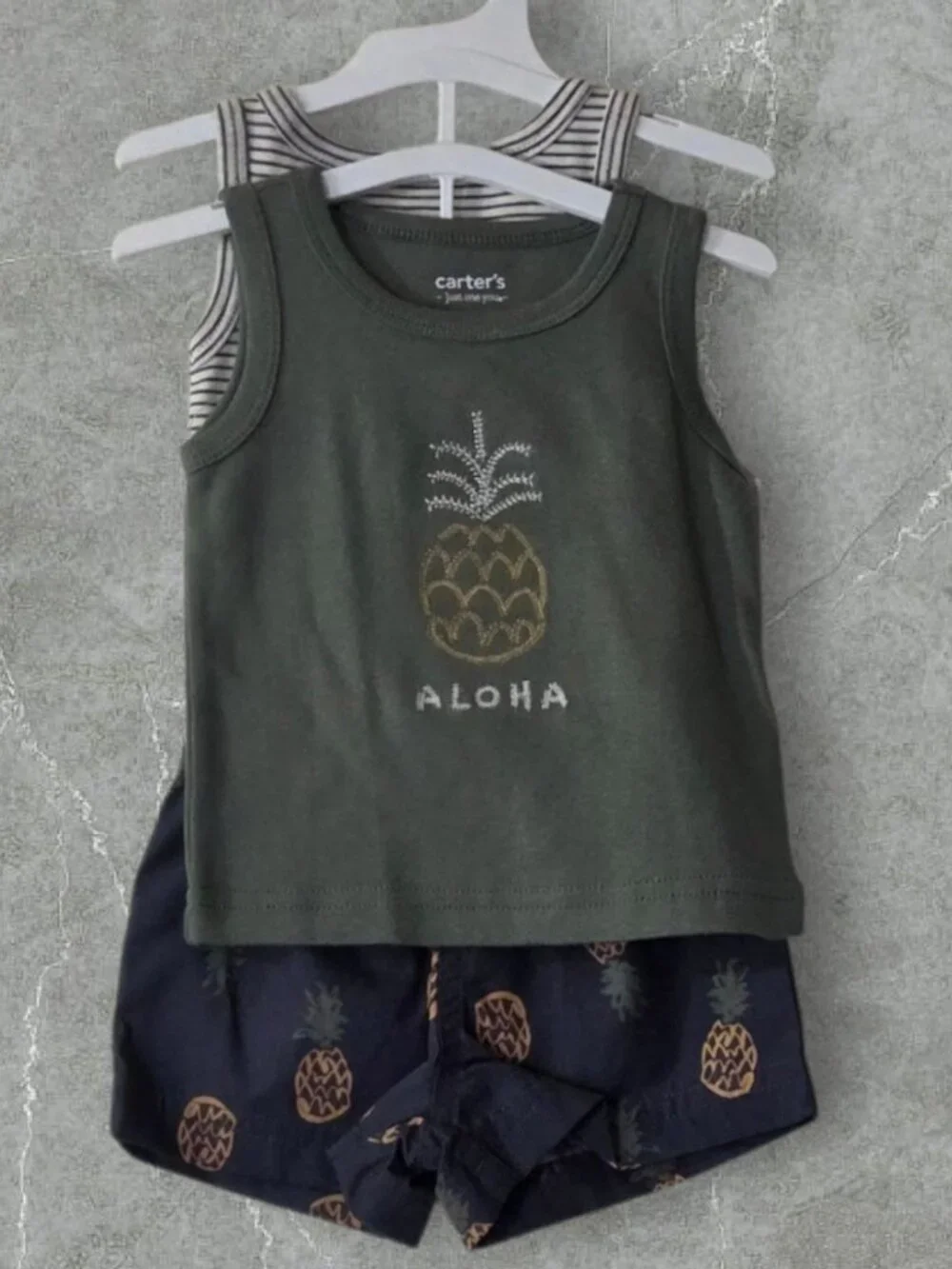 NWT Carter's 3 Piece Pineapple Aloha Outfit Set 3M Tank Bodysuit Shorts